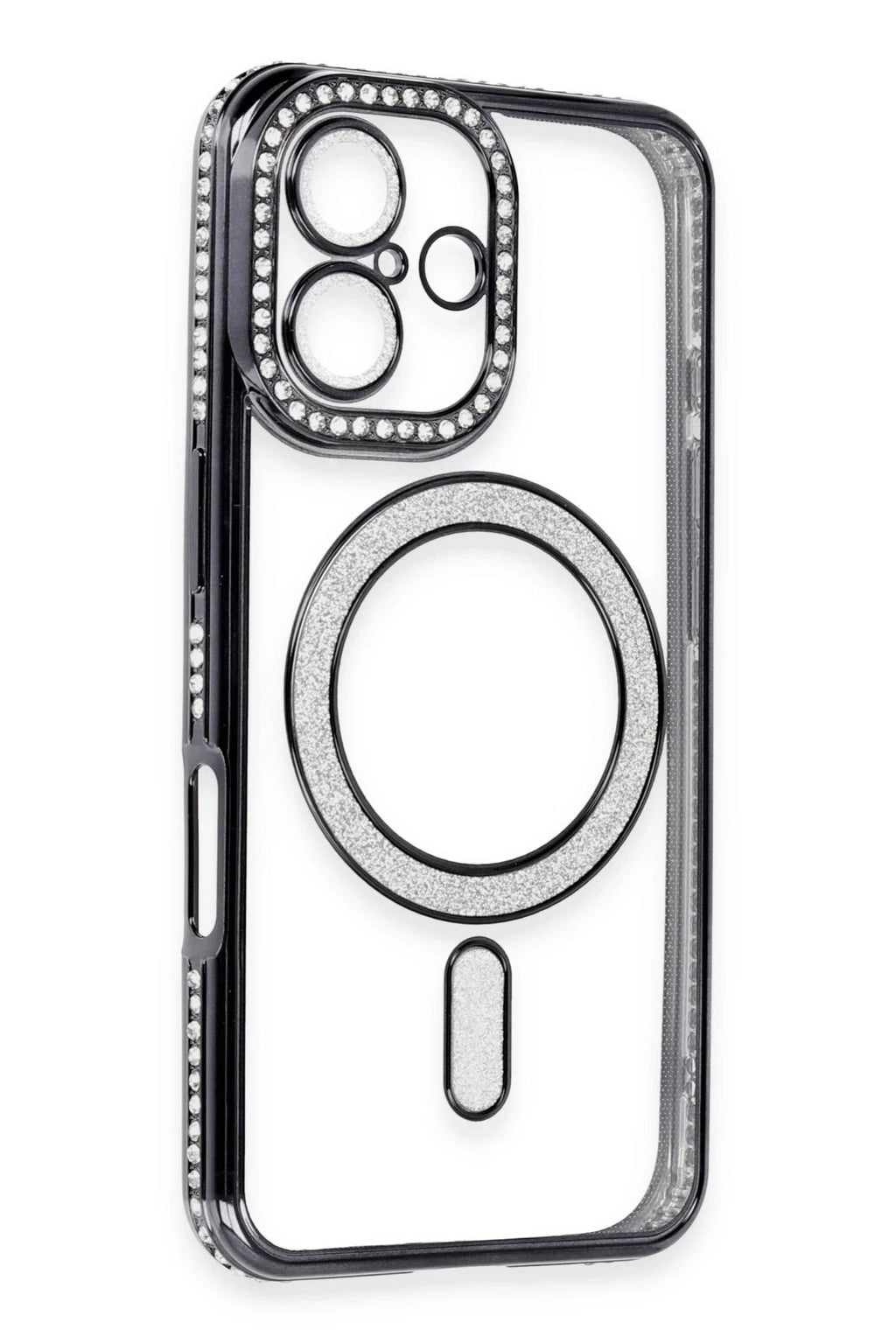 Mey İthalat® iPhone 16 Kılıf Joke Simli Magneticsafe Kılıf - Siyah