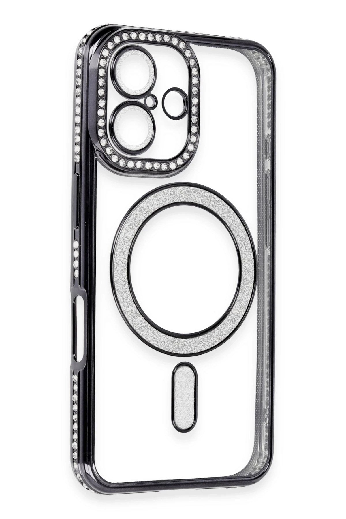Mey İthalat® iPhone 16 Kılıf Joke Simli Magneticsafe Kılıf - Siyah