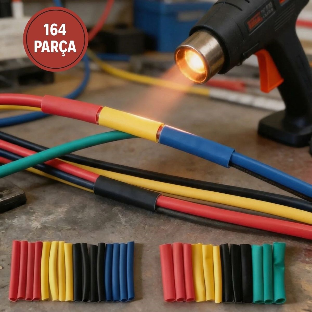 164 Parça Isı ile Daralan Makaron Seti – Elektrik Kablo İzolasyon & Koruma Kılıfı, Renkli Shrink Tube Set