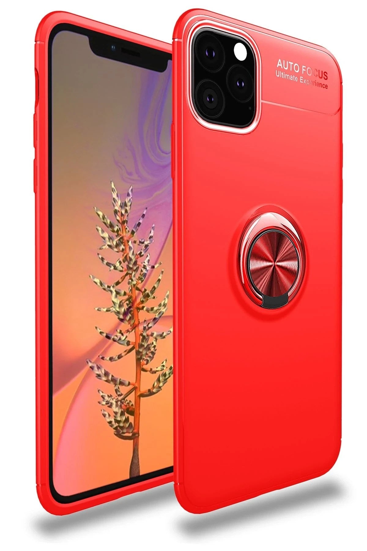 Mey İthalat® iPhone 11 Pro Kılıf Range Yüzüklü Silikon - Kırmızı