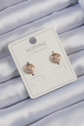Mey İthalat® Xuping Rose Renk Zirkon Taşlı Yansımalı Oval Küpe