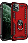 Mey İthalat® iPhone 11 Pro Kılıf Sofya Yüzüklü Silikon Kapak - Kırmızı