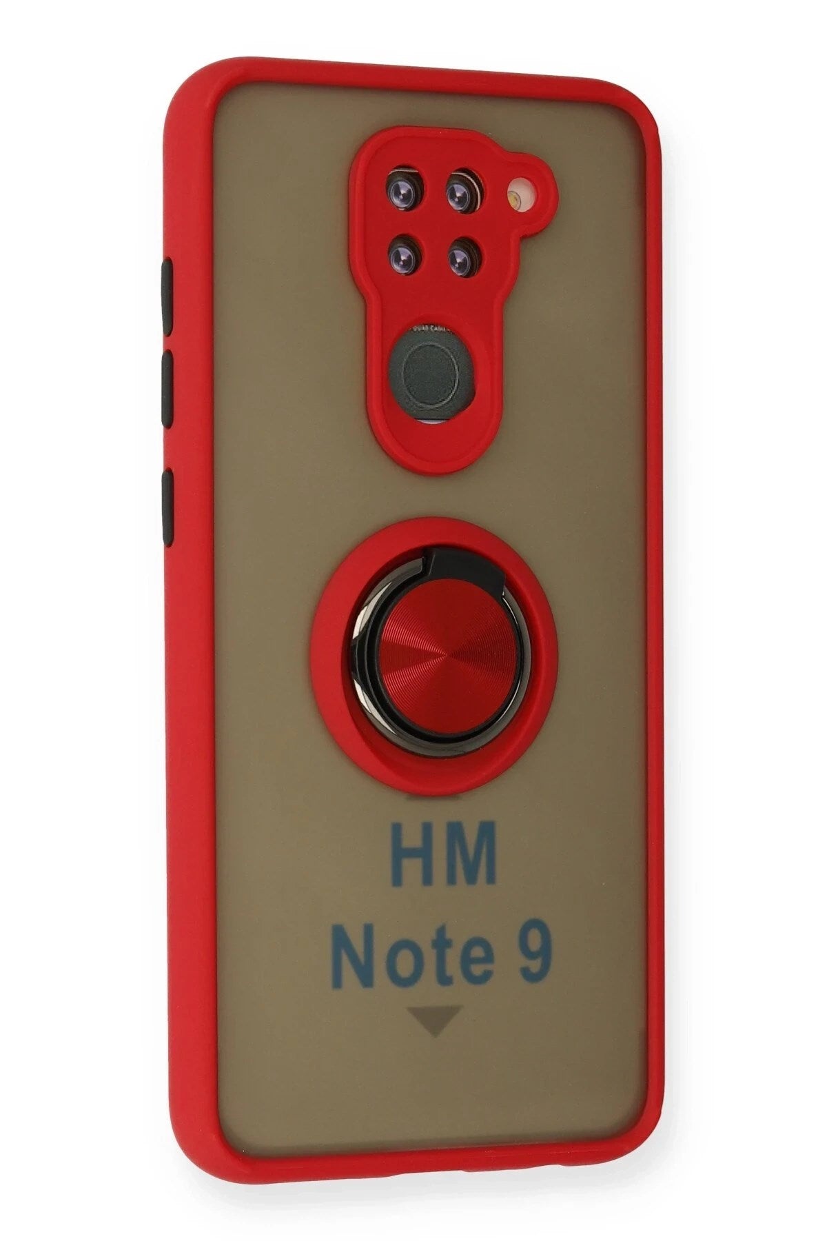 Mey İthalat® Redmi Note 9 Kılıf Montreal Yüzüklü Silikon Kapak - Kırmızı