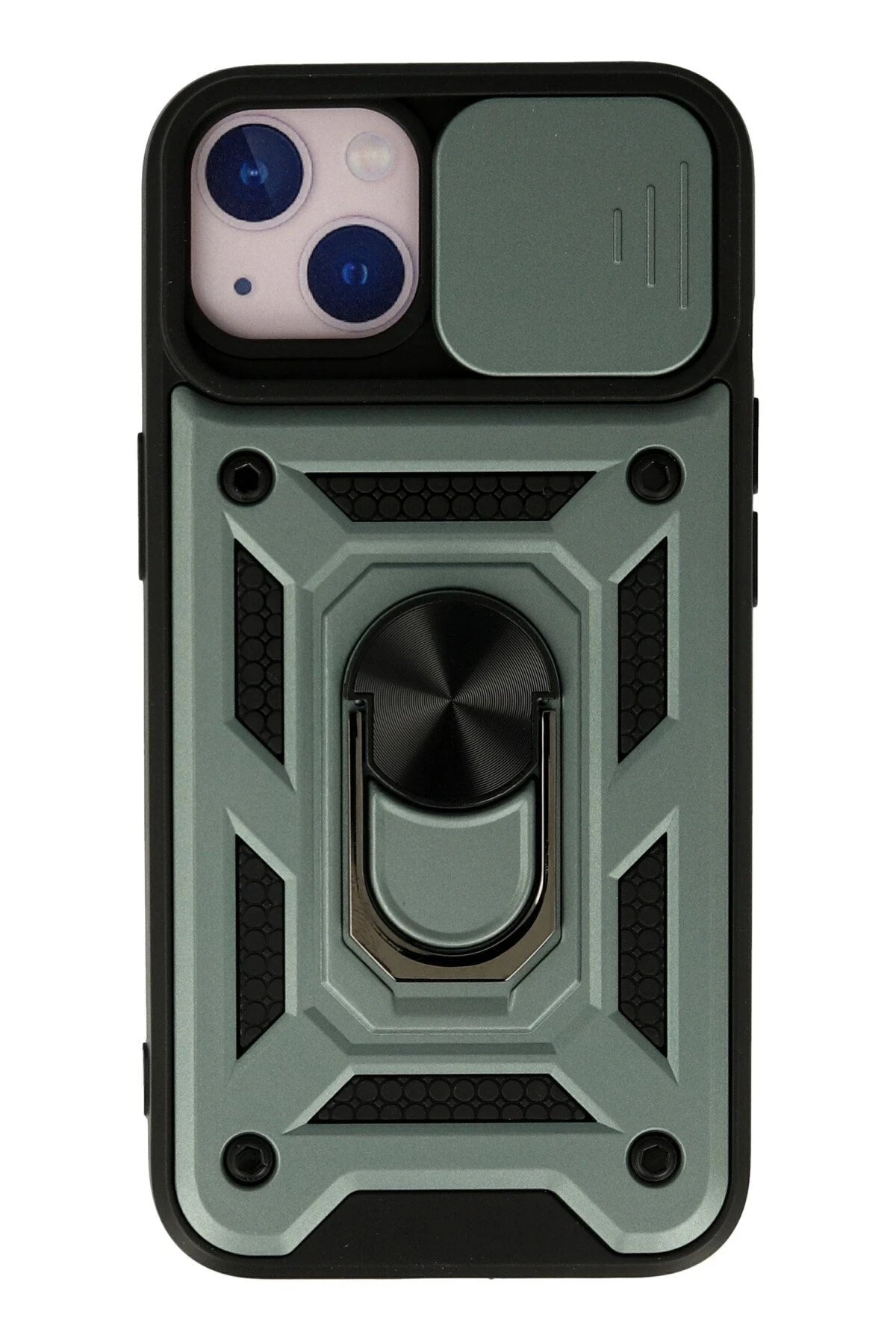 Mey İthalat® iPhone 13 Kılıf Pars Lens Yüzüklü Silikon - Yeşil