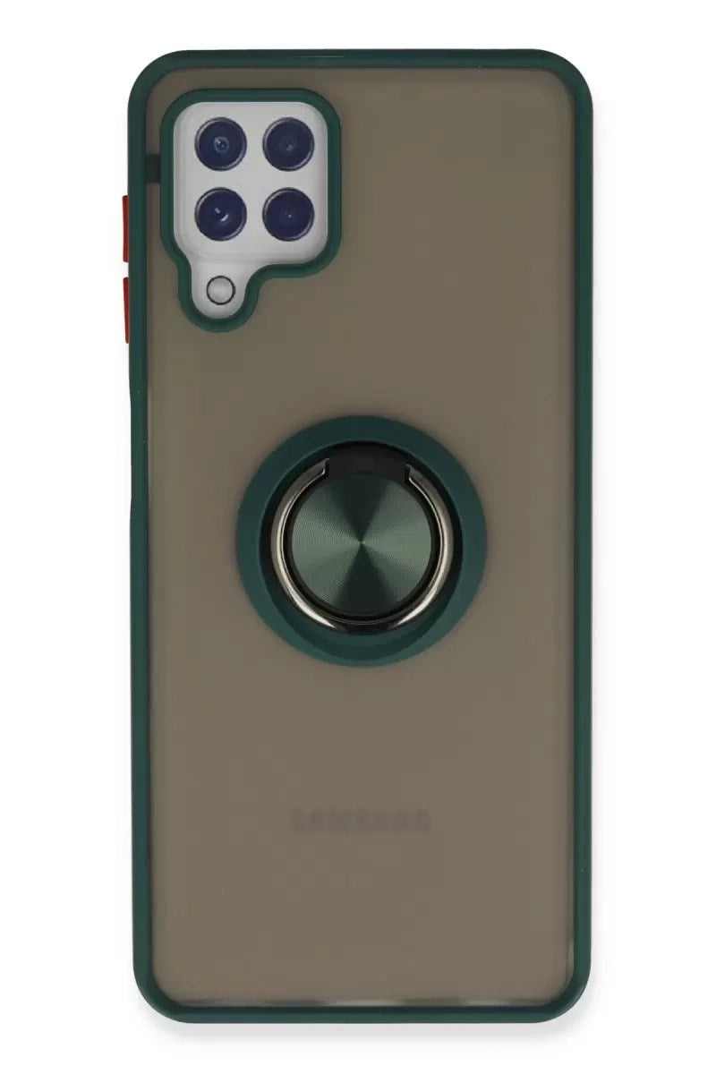 Mey İthalat® Samsung Galaxy A22 Kılıf Montreal Yüzüklü Silikon Kapak - Yeşil