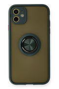 Mey İthalat® iPhone 11 Kılıf Montreal Yüzüklü Silikon Kapak - Yeşil