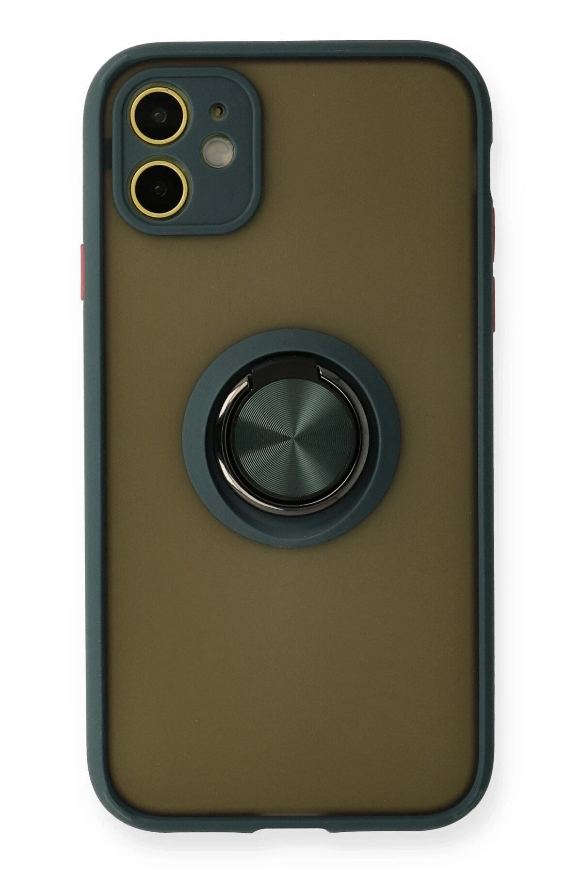 Mey İthalat® iPhone 11 Kılıf Montreal Yüzüklü Silikon Kapak - Yeşil