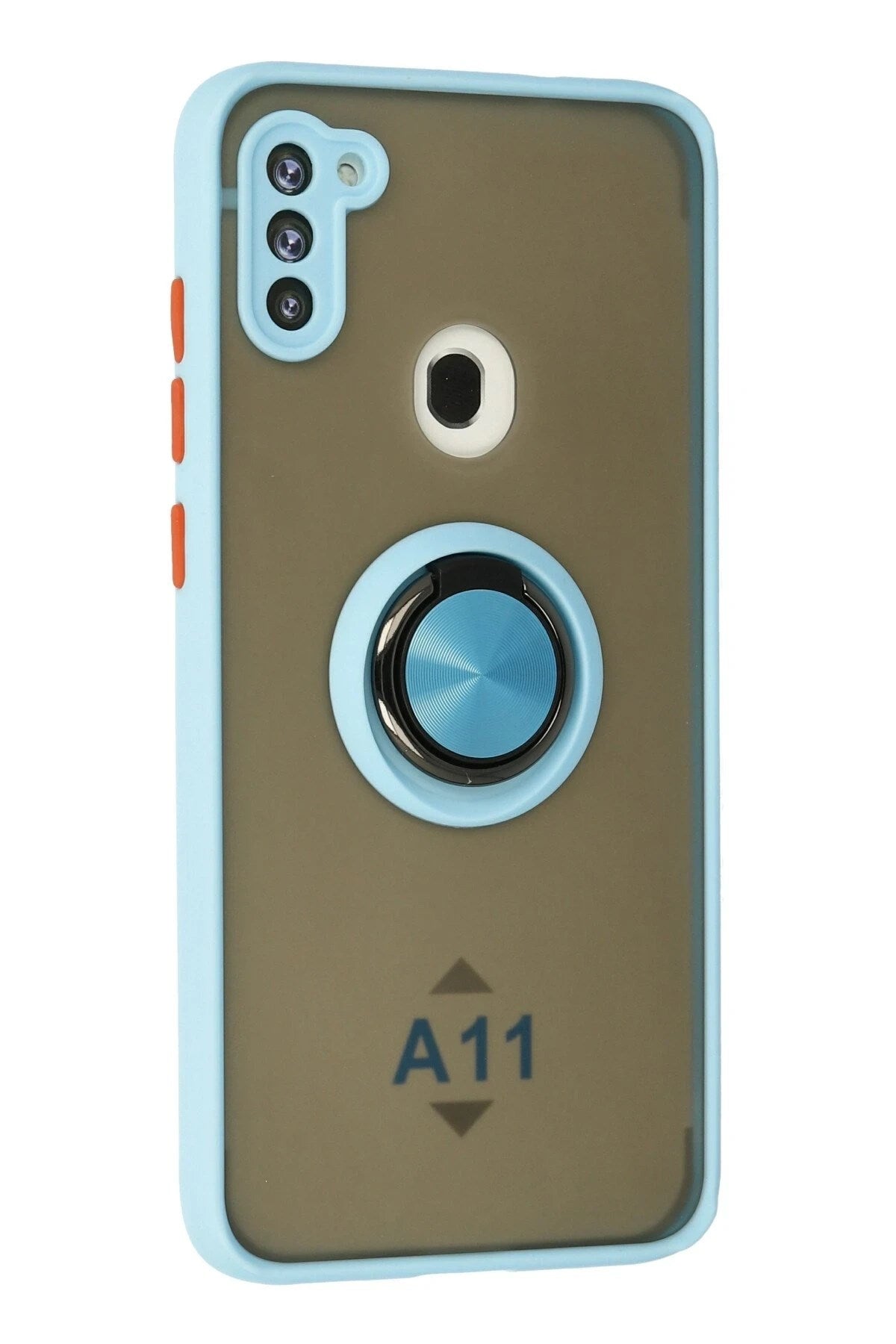 Mey İthalat® Samsung Galaxy A11 Kılıf Montreal Yüzüklü Silikon Kapak - Buz Mavi