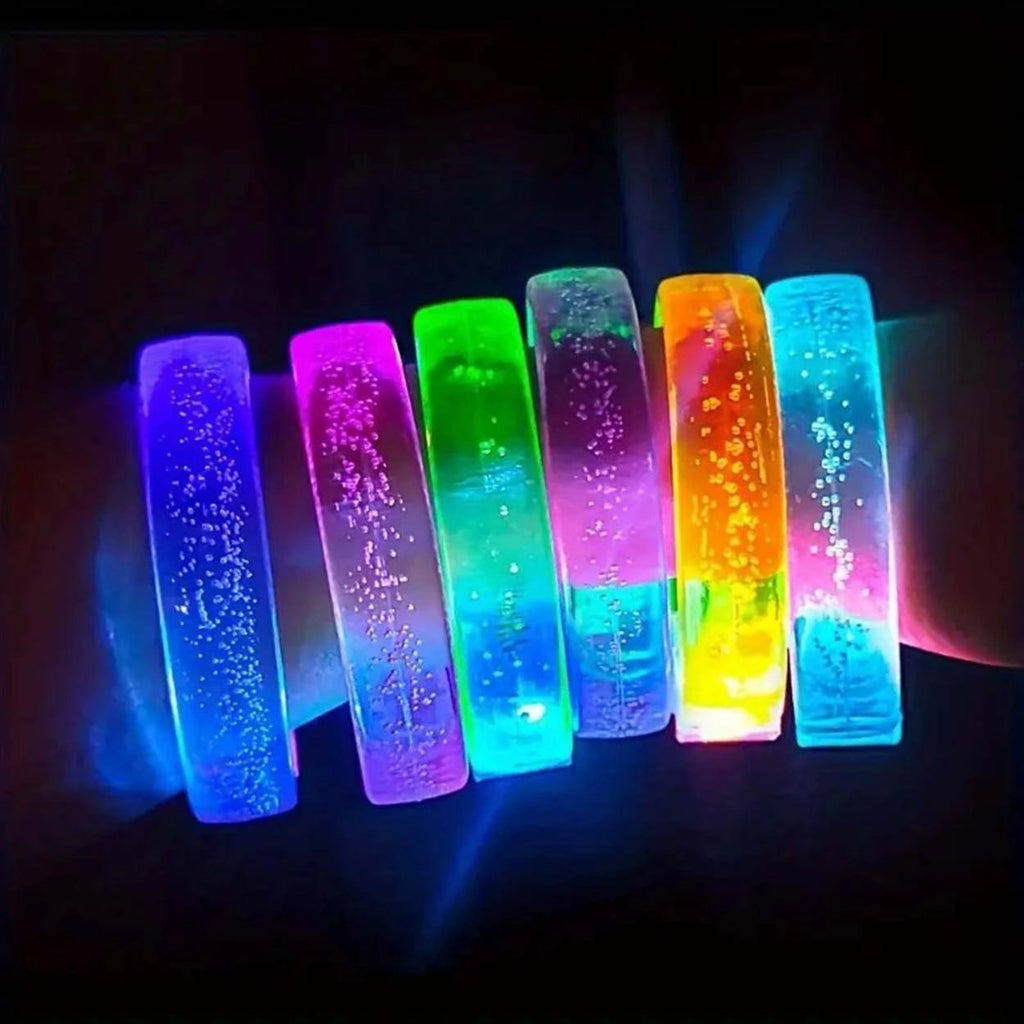 Mey İthalat® Mavi Led Işıklı Baskı Yapılabilen Pilli Bileklik Bilezik 1,5 cm Genişlik
