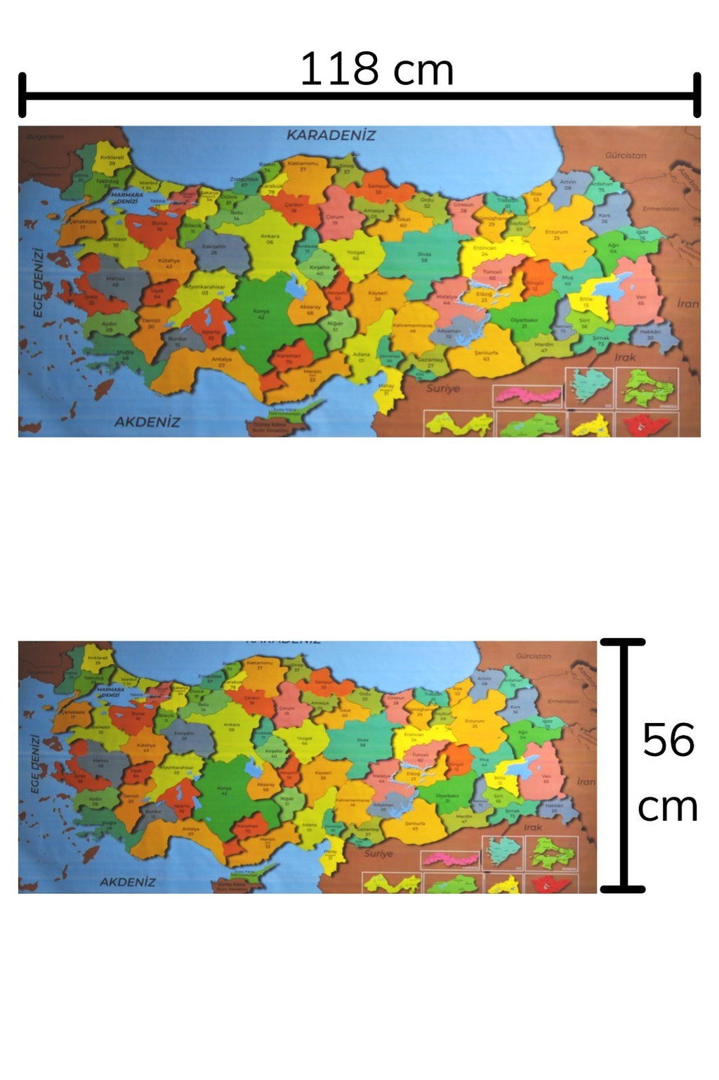 Renkli Türkiye Haritası Manyetik Yapıştırıcı Gerektirmeyen Duvar Stickerı 118 CM * 56 CM