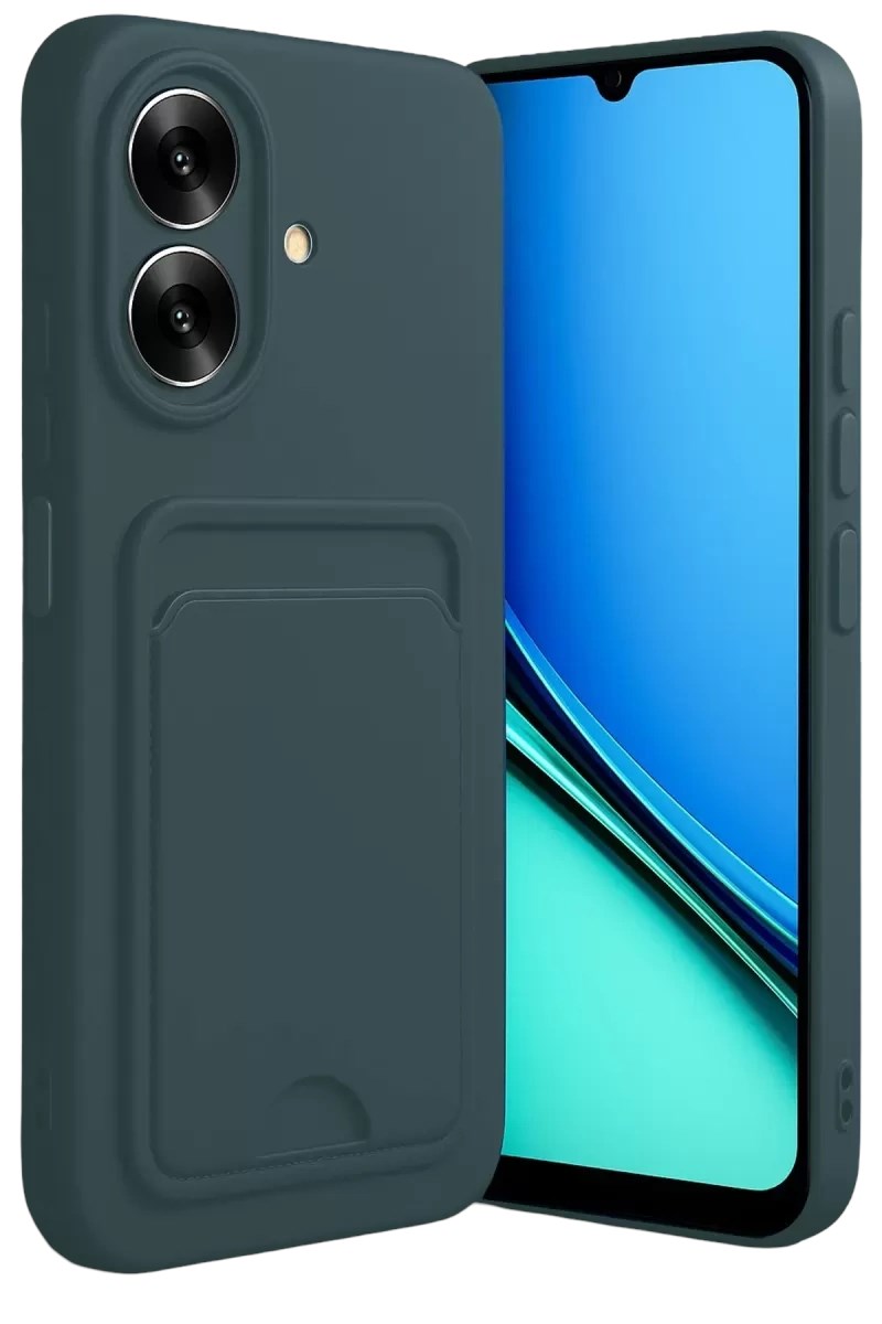 Mey İthalat® Realme Note 60 Kelvin Kartvizitli Silikon - Koyu Yeşil