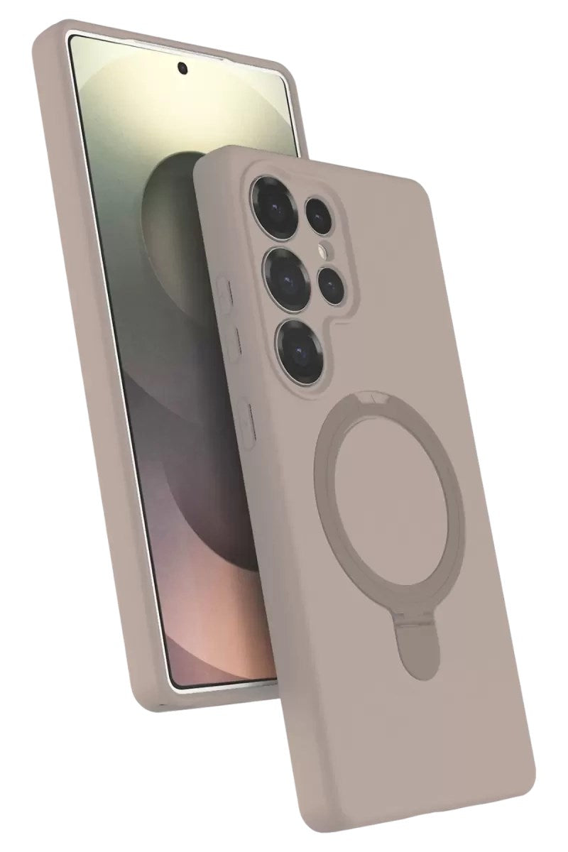 Mey İthalat® Samsung Galaxy S25 Ultra Regal Magsafe Standlı Kapak - Çöl Titanyum
