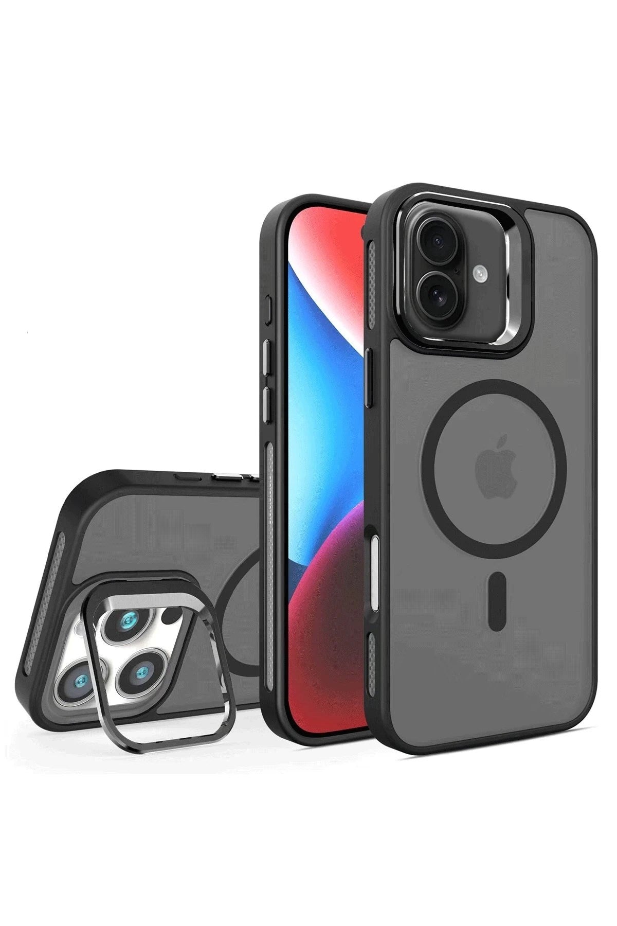 Mey İthalat® iPhone 16 Plus Flet Lens Magsafe Kapak - Siyah
