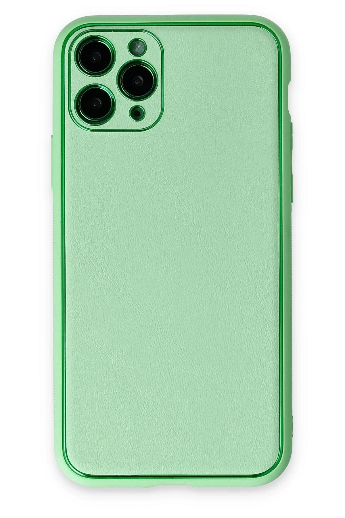 Mey İthalat® iPhone 11 Pro Kılıf Coco Deri Silikon Kapak - Açık Yeşil