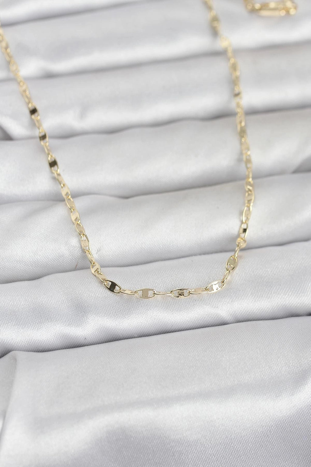 Mey İthalat® CM 14K Gold Renk Yassı Gemici Zincir Model 60 cm Kadın Kolye