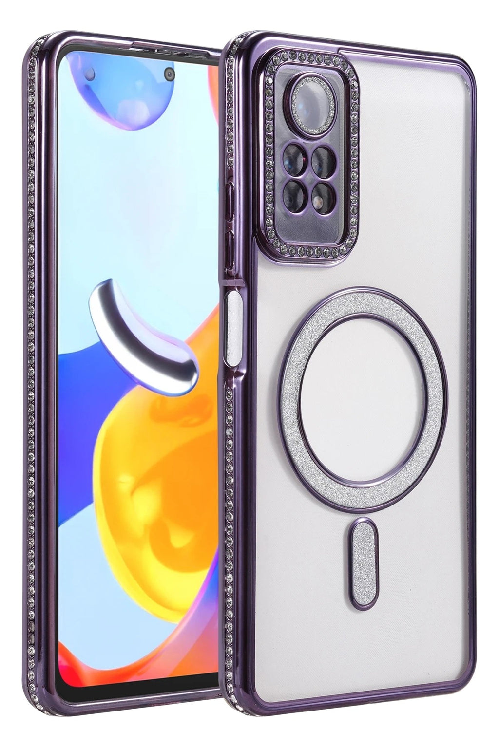 Mey İthalat® Redmi Note 12 Pro 4G Joke Simli Magneticsafe Kılıf - Derin Mor