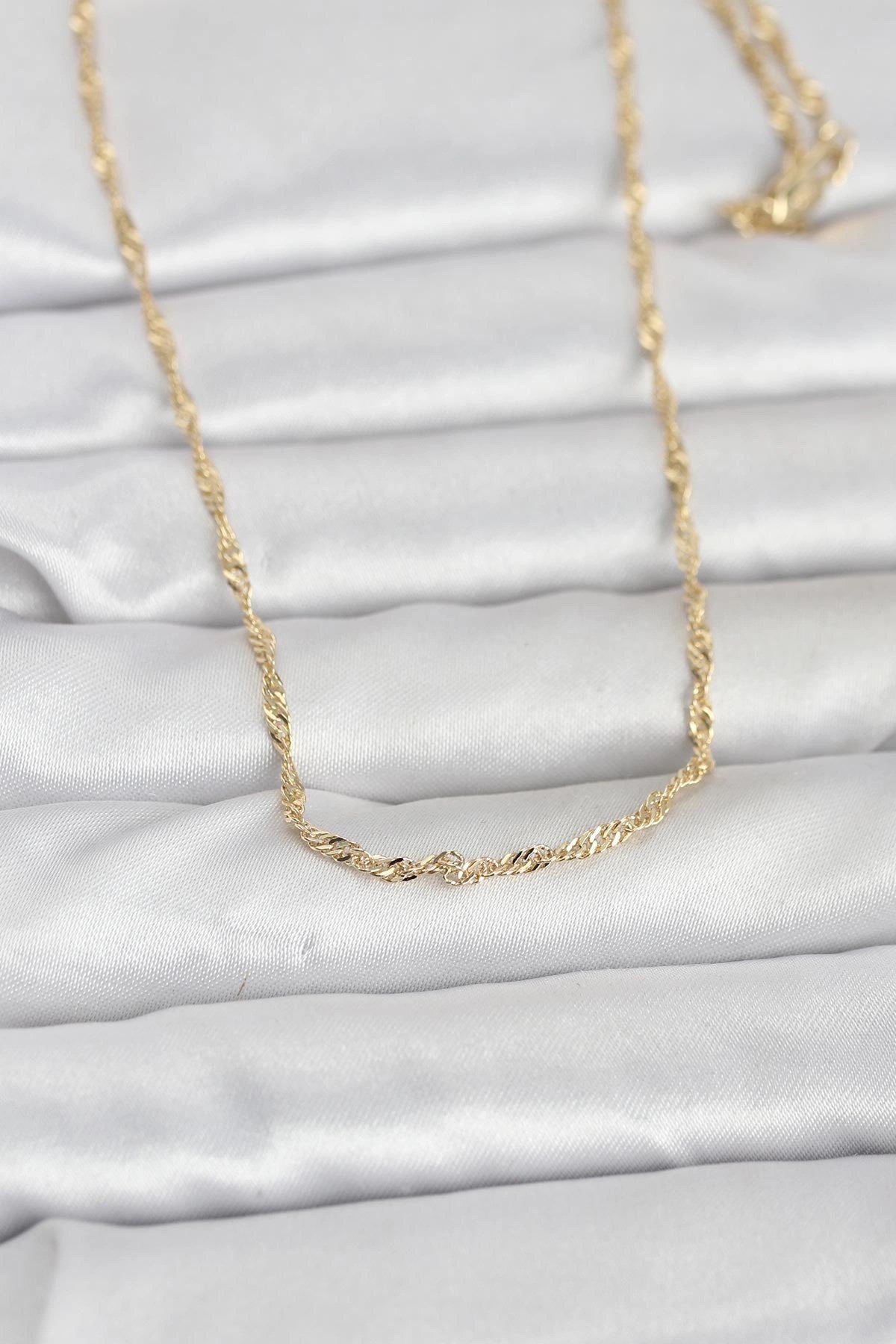 Mey İthalat® CM 14K Gold Renk Burgu Zincirli 60 cm Kadın Kolye