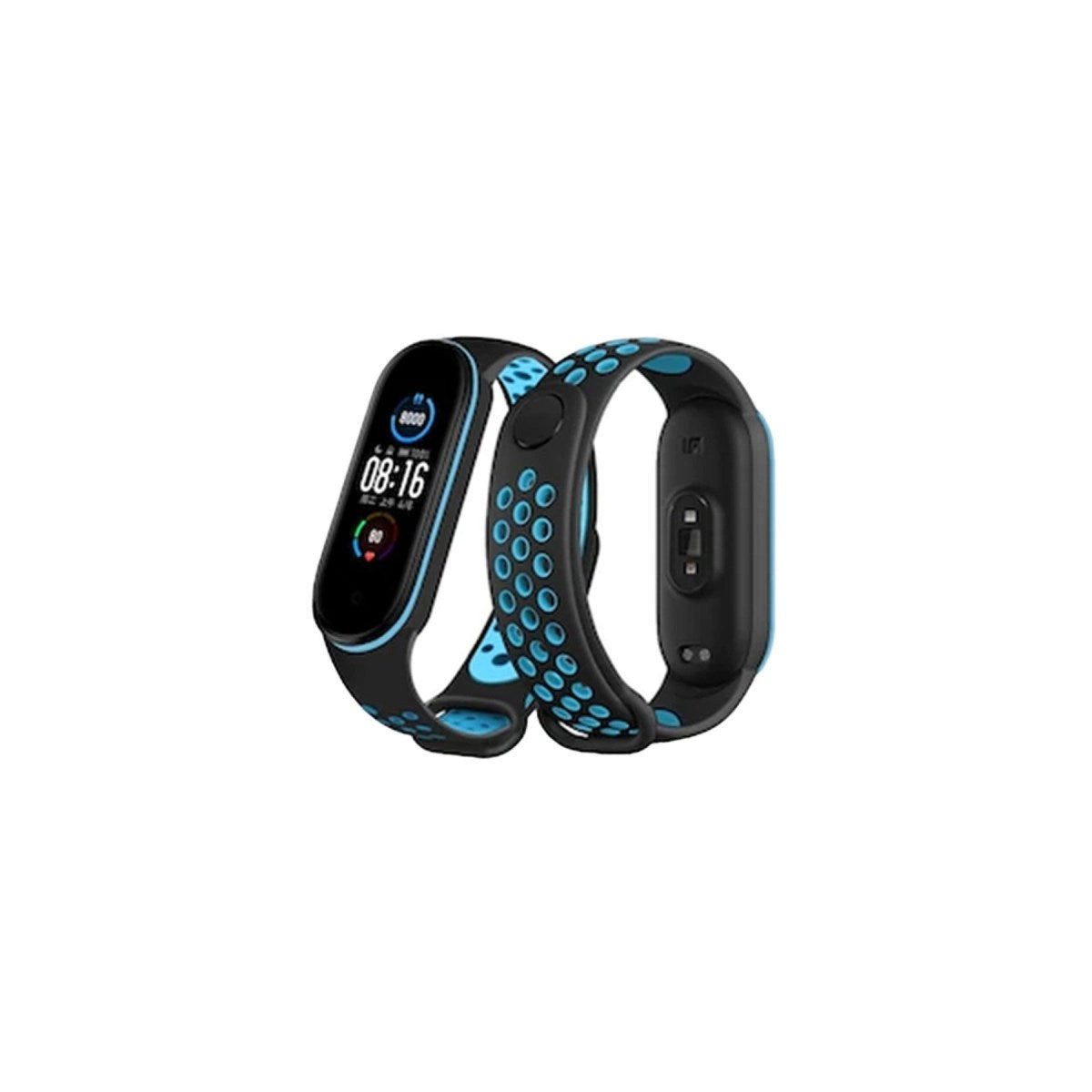Mey İthalat® Mi Band 4 Spor Delikli Kordon - Siyah-Mavi