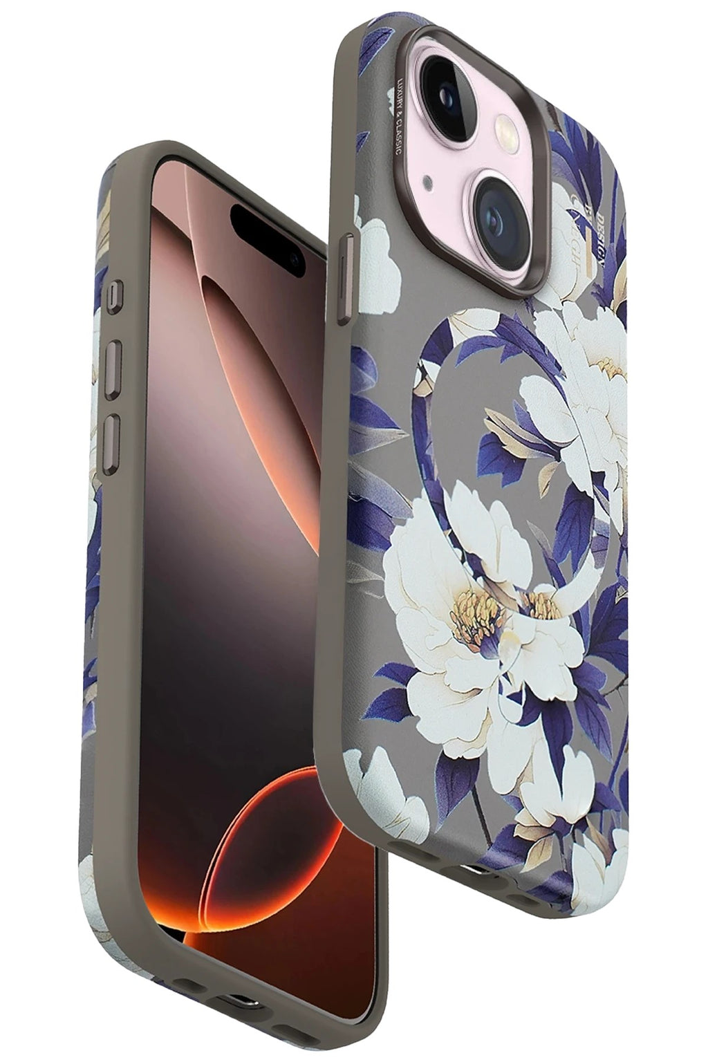 Mey İthalat® iPhone 15 Flower Series Magsafe Kapak - Gri