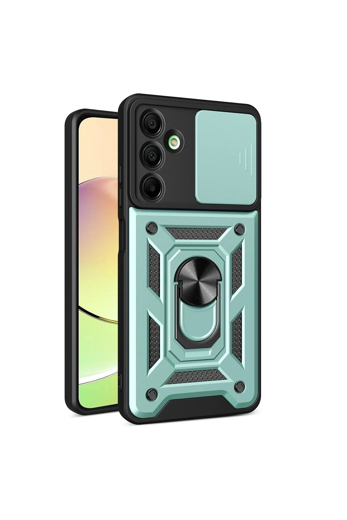 Mey İthalat® Samsung Galaxy A16 5G Kılıf Pars Lens Yüzüklü Silikon - Yeşil