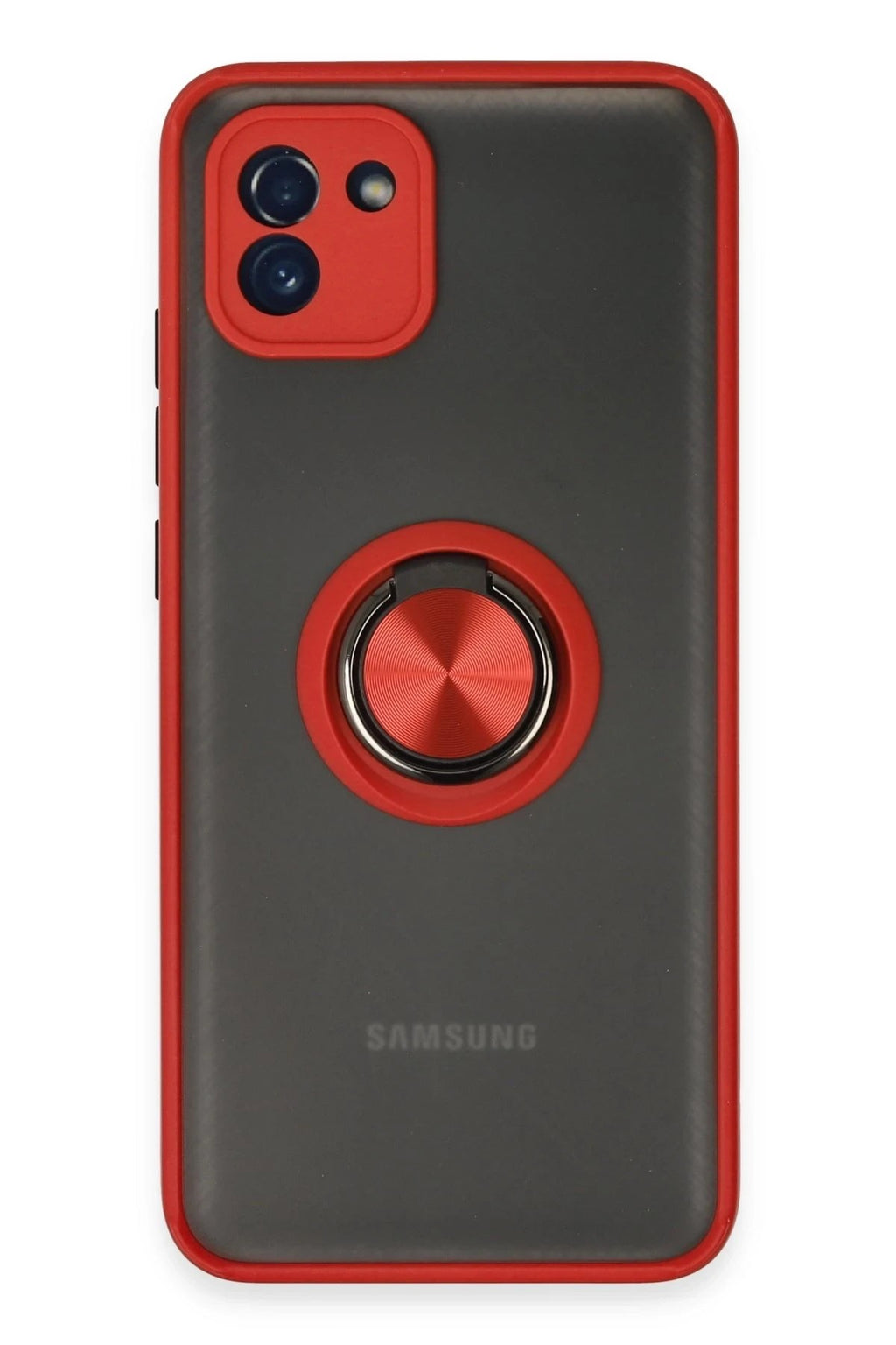 Mey İthalat® Samsung Galaxy A03 Kılıf Montreal Yüzüklü Silikon Kapak - Kırmızı