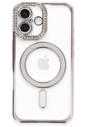 Mey İthalat® iPhone 16 Plus Kılıf Joke Simli Magneticsafe Kılıf - Pembe