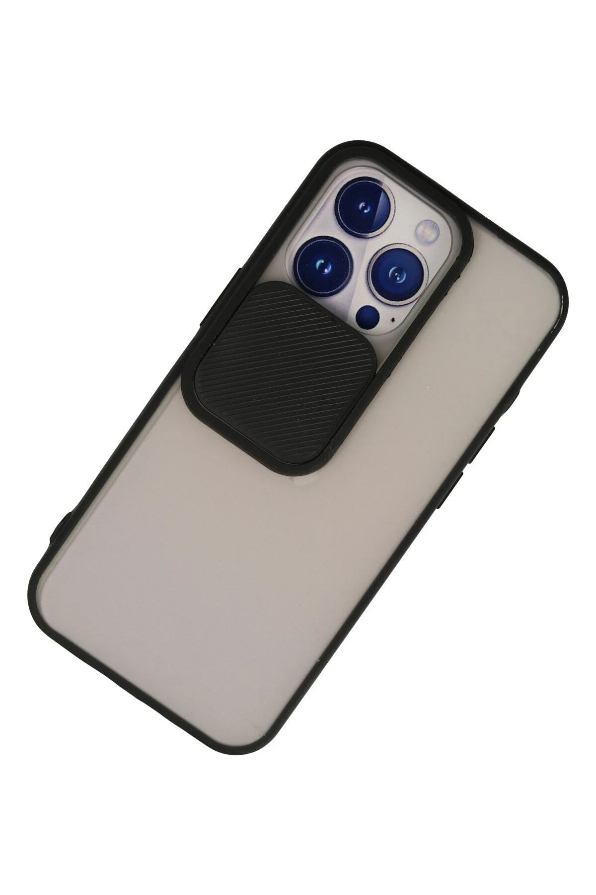 Mey İthalat® iPhone 13 Pro Kılıf Palm Buzlu Kamera Sürgülü Silikon - Siyah