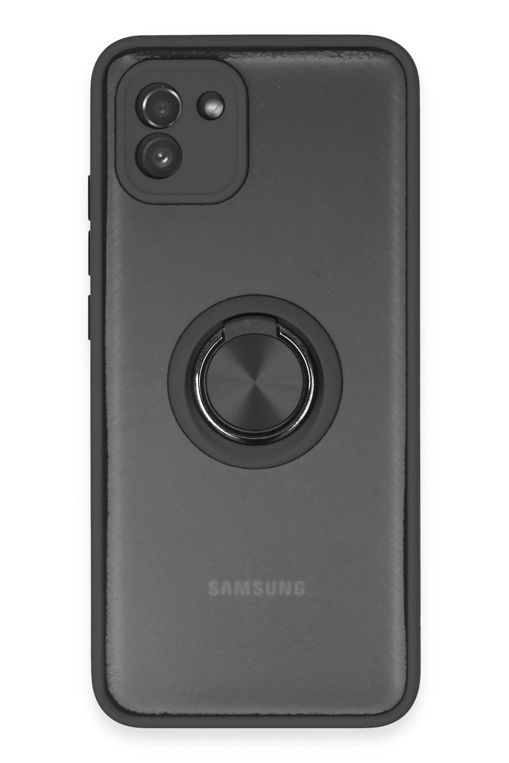 Mey İthalat® Samsung Galaxy A03 Kılıf Montreal Yüzüklü Silikon Kapak - Siyah