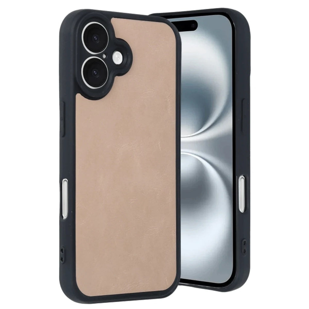 Mey İthalat® iPhone 16 Kılıf Aras Deri Kapak - Pudra