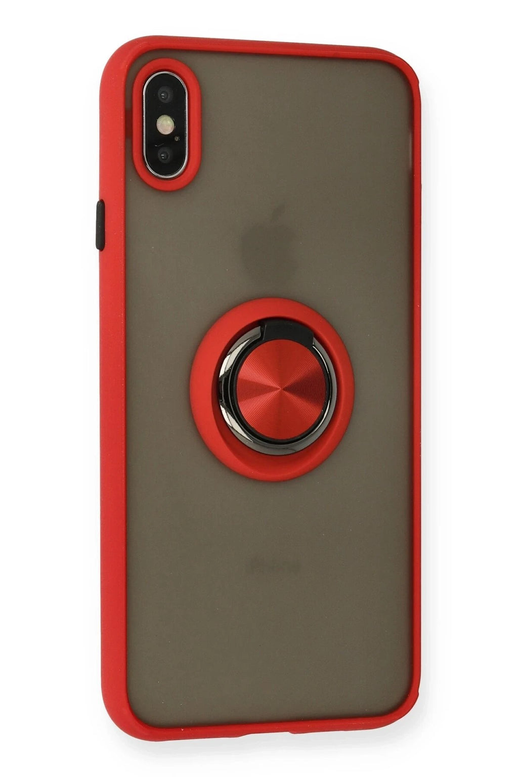 Mey İthalat® iPhone X Kılıf Montreal Yüzüklü Silikon Kapak - Kırmızı