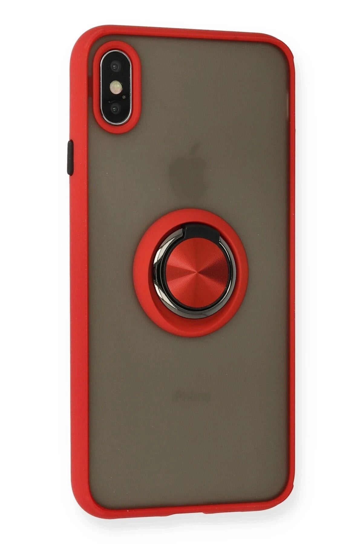 Mey İthalat® iPhone X Kılıf Montreal Yüzüklü Silikon Kapak - Kırmızı
