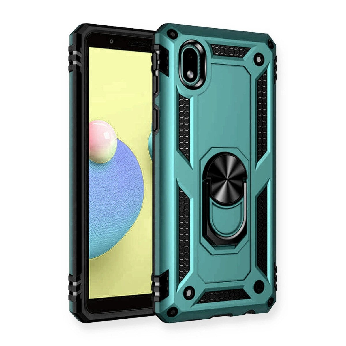 Mey İthalat® Samsung Galaxy A01 Core Kılıf Sofya Yüzüklü Silikon Kapak - Yeşil