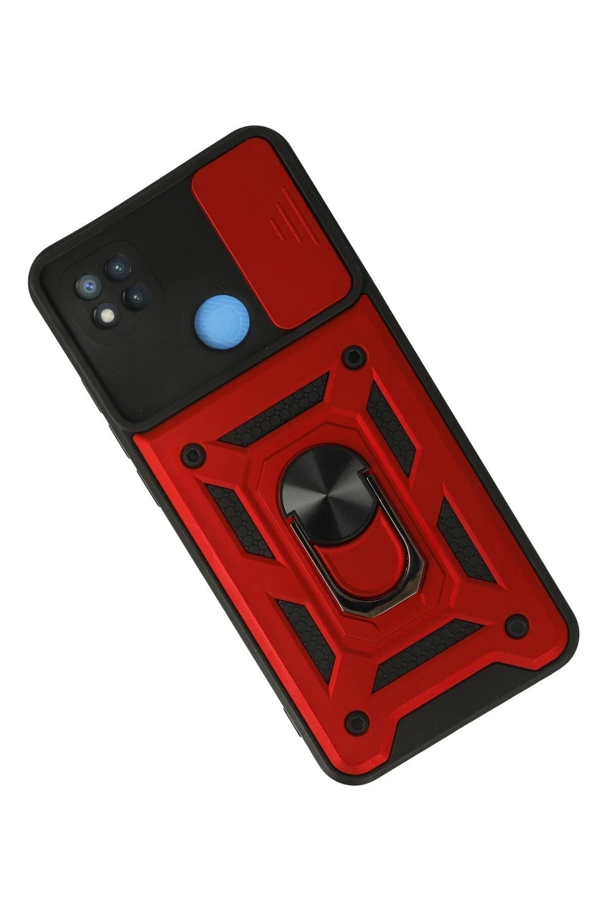 Mey İthalat® Redmi 9C Kılıf Pars Lens Yüzüklü Silikon - Kırmızı
