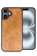 Mey İthalat® iPhone 16 Plus Kılıf Aras Deri Kapak - Taba