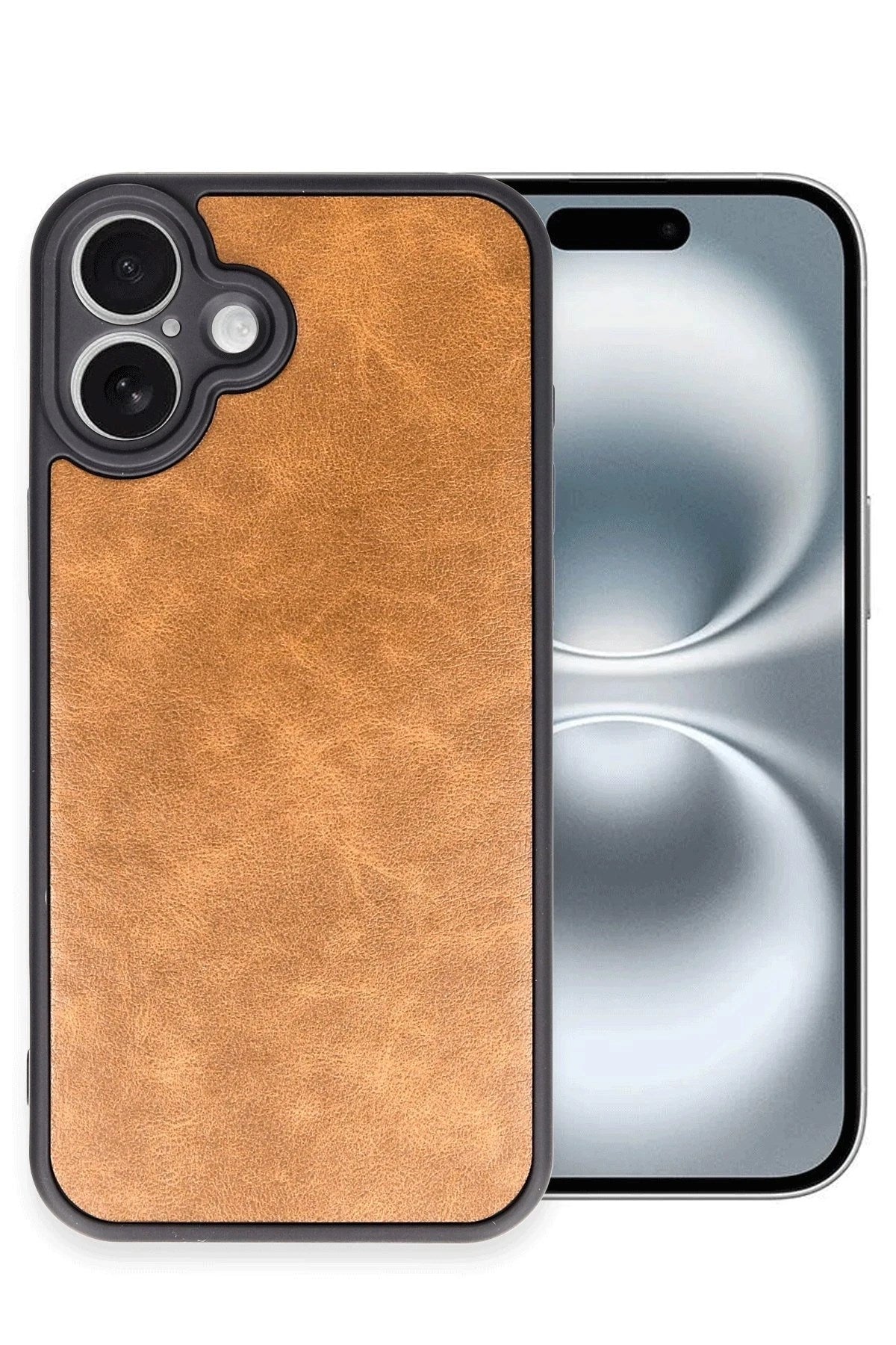 Mey İthalat® iPhone 16 Plus Kılıf Aras Deri Kapak - Taba