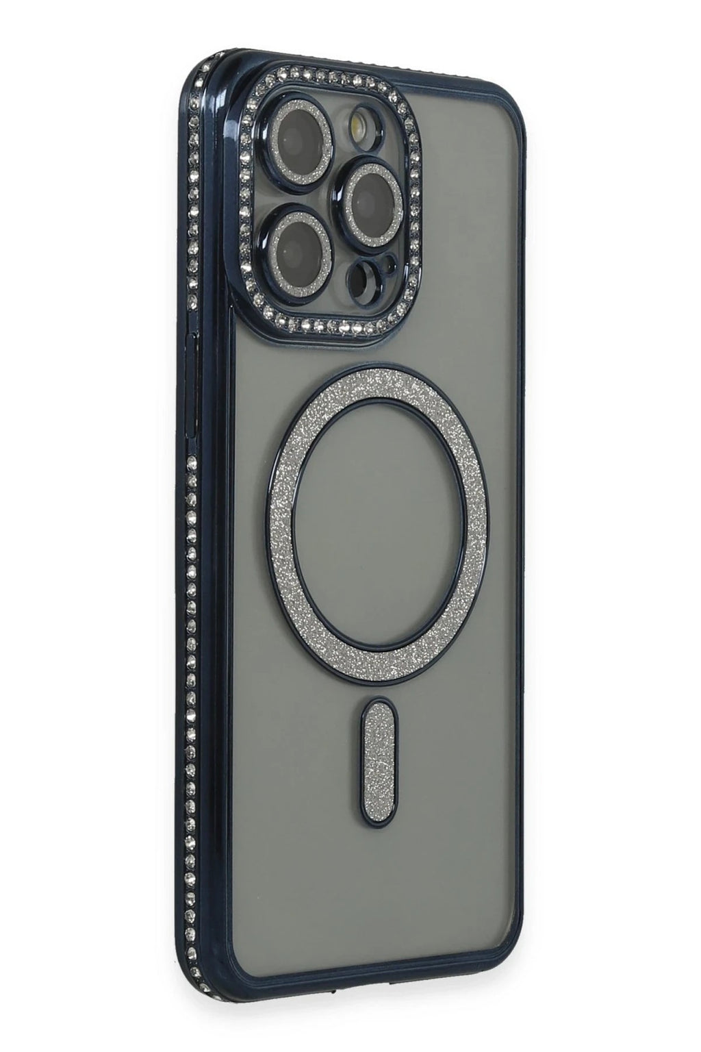 Mey İthalat® iPhone 14 Pro Kılıf Joke Simli Magneticsafe Kılıf - Lacivert