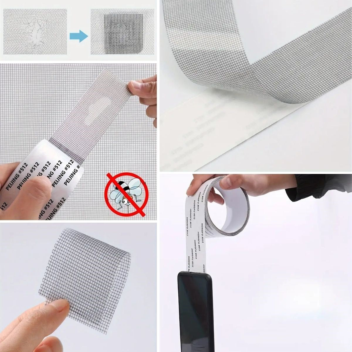 Güçlü Yapışkanlı Pencere Sineklik Tamir Bandı, Sineklik Tamir, Böcek Önleyici Yama Bandı 2 mt x 5 cm
