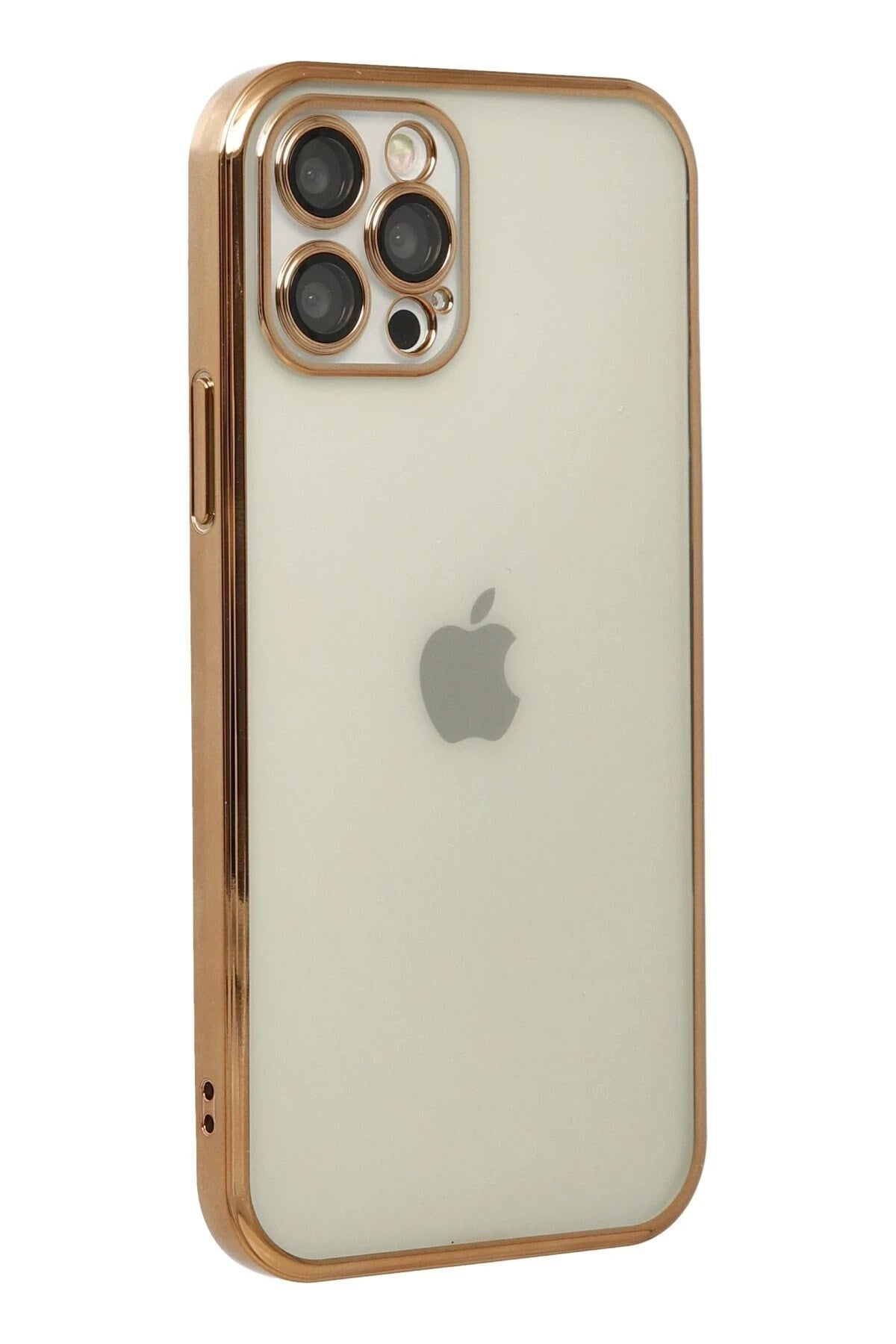 Mey İthalat® iPhone 12 Pro Kılıf Lensli Silikon - Gold