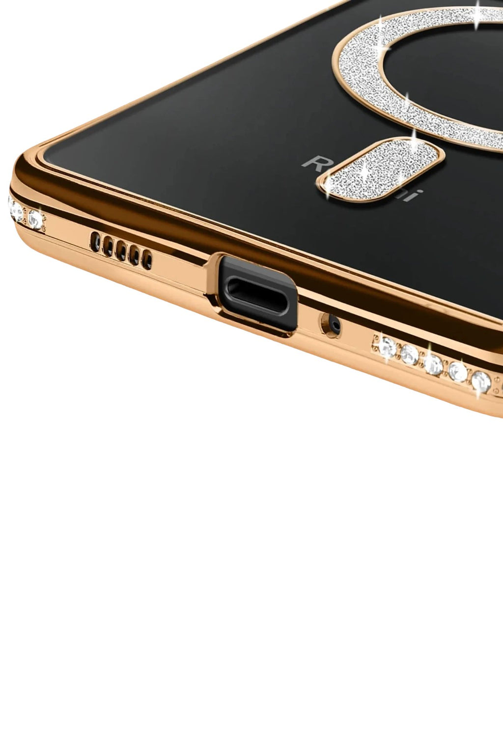 Mey İthalat® Redmi 14C Joke Simli Magneticsafe Kılıf - Gold