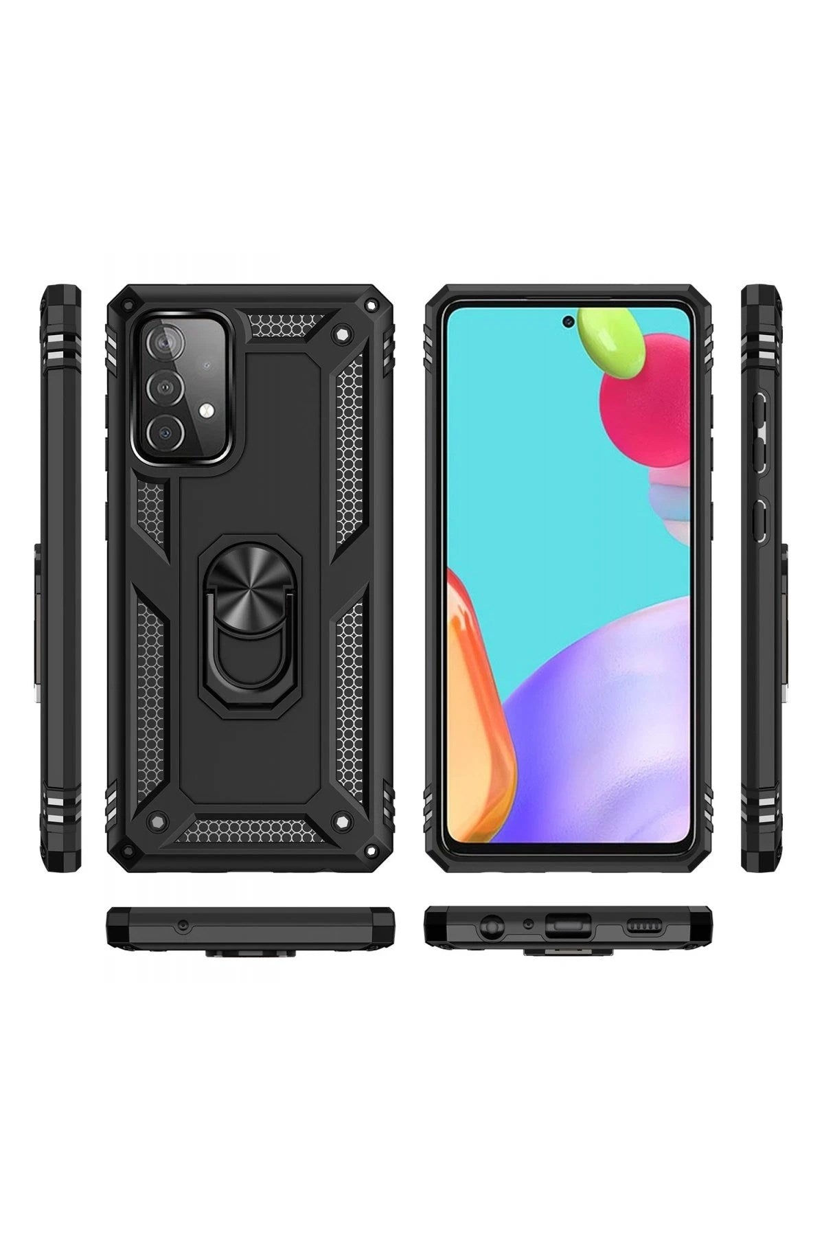 Mey İthalat® Samsung Galaxy A33 5G Kılıf Sofya Yüzüklü Silikon Kapak - Siyah