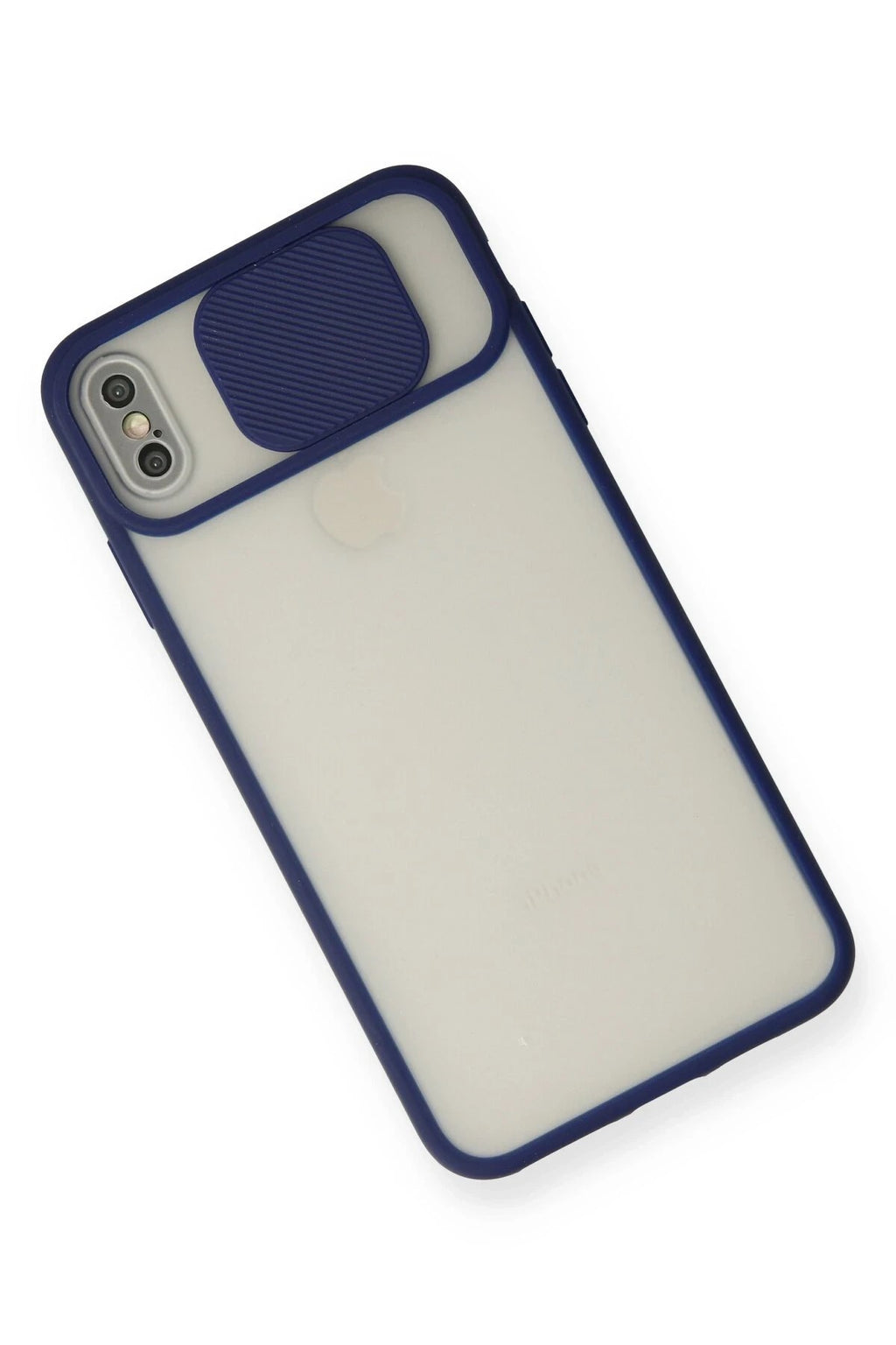 Mey İthalat® iPhone XS Max Kılıf Palm Buzlu Kamera Sürgülü Silikon - Lacivert