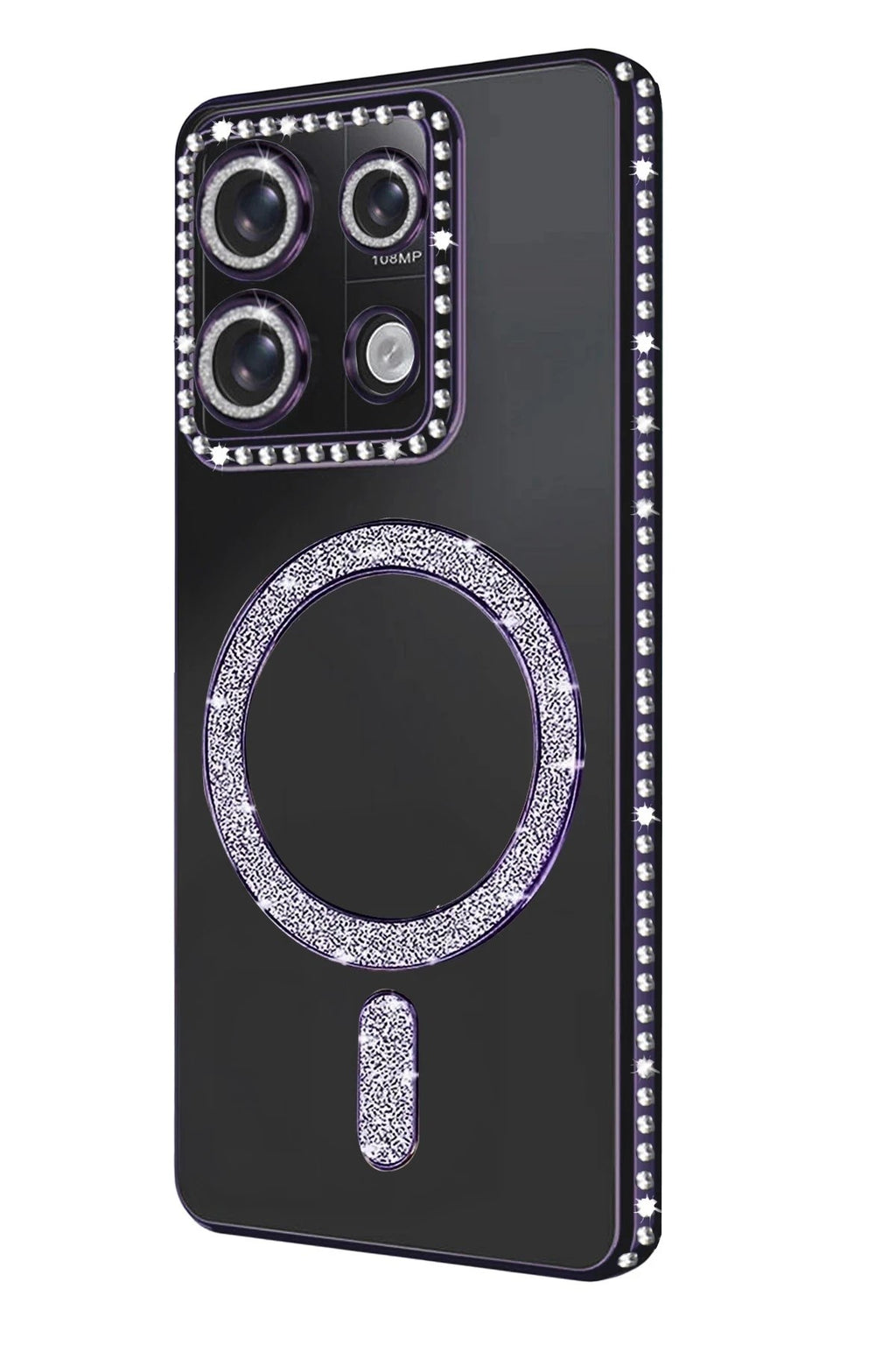 Mey İthalat® Redmi 13C Joke Simli Magneticsafe Kılıf - Derin Mor
