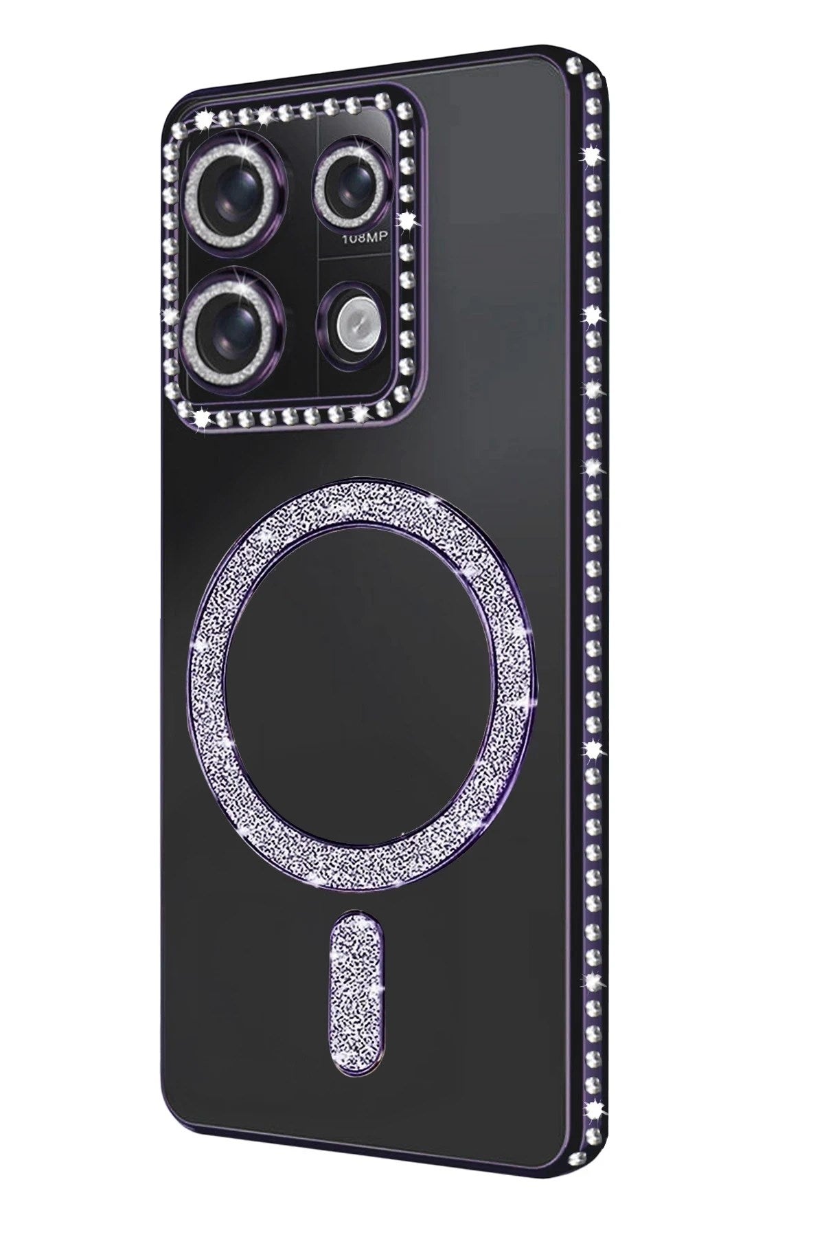 Mey İthalat® Redmi 13C Joke Simli Magneticsafe Kılıf - Derin Mor