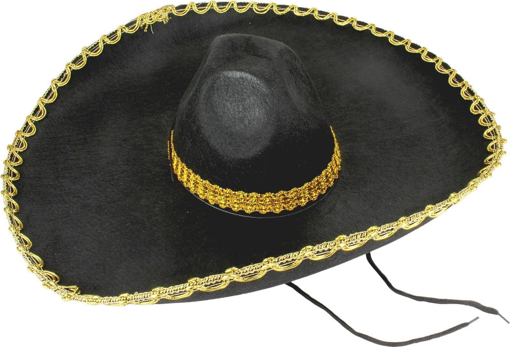 Mey İthalat® Sombrero Meksika Şapkası Mariachi Altın Şeritli Yetişkin Boy