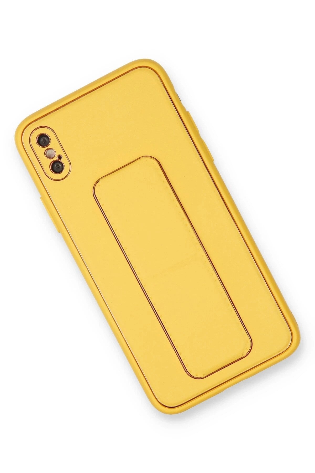 Mey İthalat® iPhone XS Max Kılıf Coco Deri Standlı Kapak - Sarı