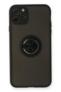 Mey İthalat® iPhone 11 Pro Kılıf Montreal Yüzüklü Silikon Kapak - Siyah
