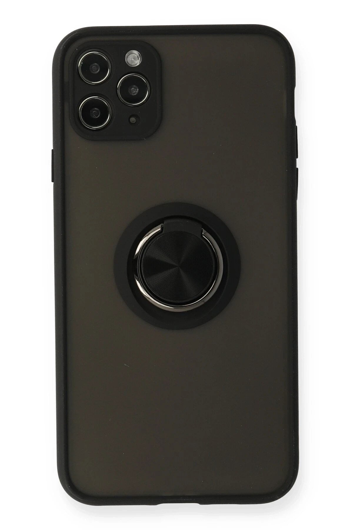 Mey İthalat® iPhone 11 Pro Kılıf Montreal Yüzüklü Silikon Kapak - Siyah