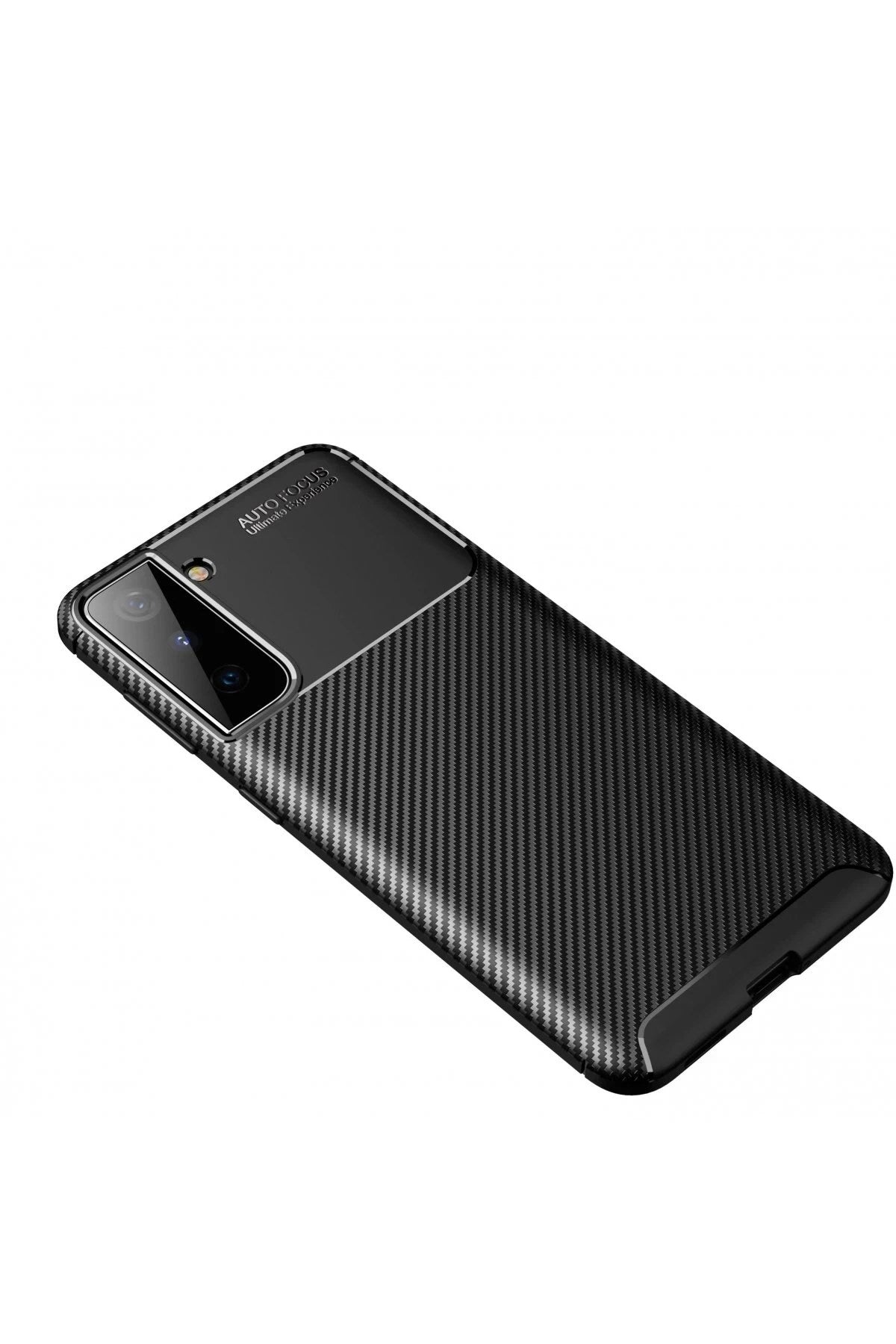 Mey İthalat® Samsung Galaxy S21 Plus Kılıf Auto Focus Karbon Kapak - Siyah