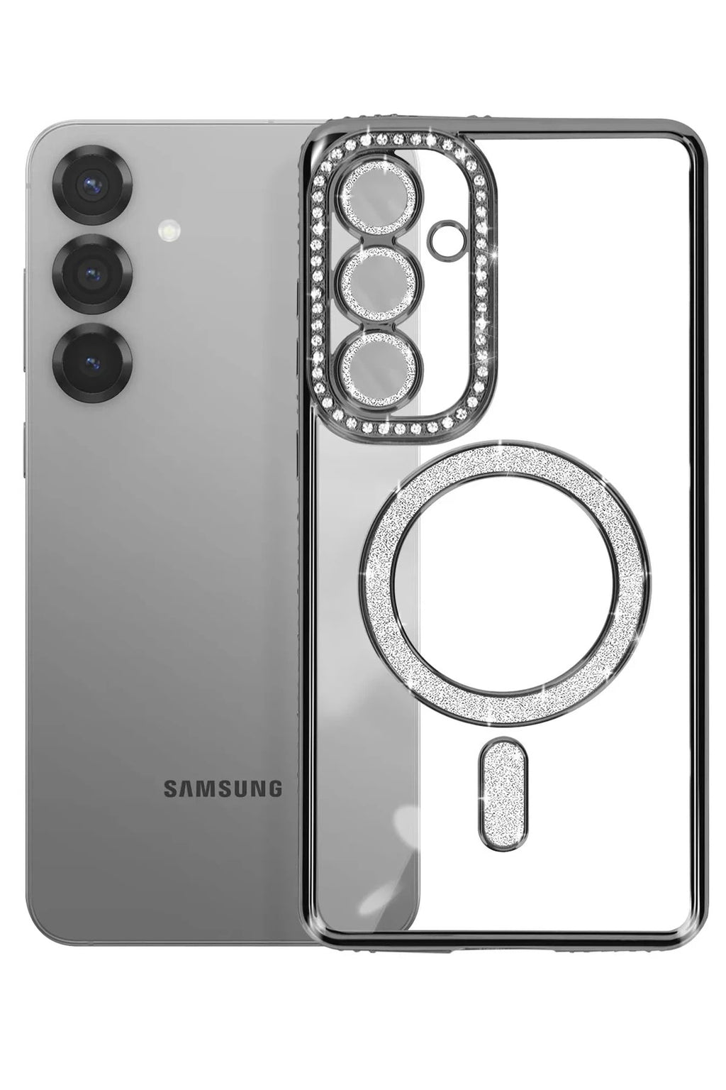 Mey İthalat® Samsung Galaxy S26 Plus Joke Simli Magneticsafe Kılıf - Siyah