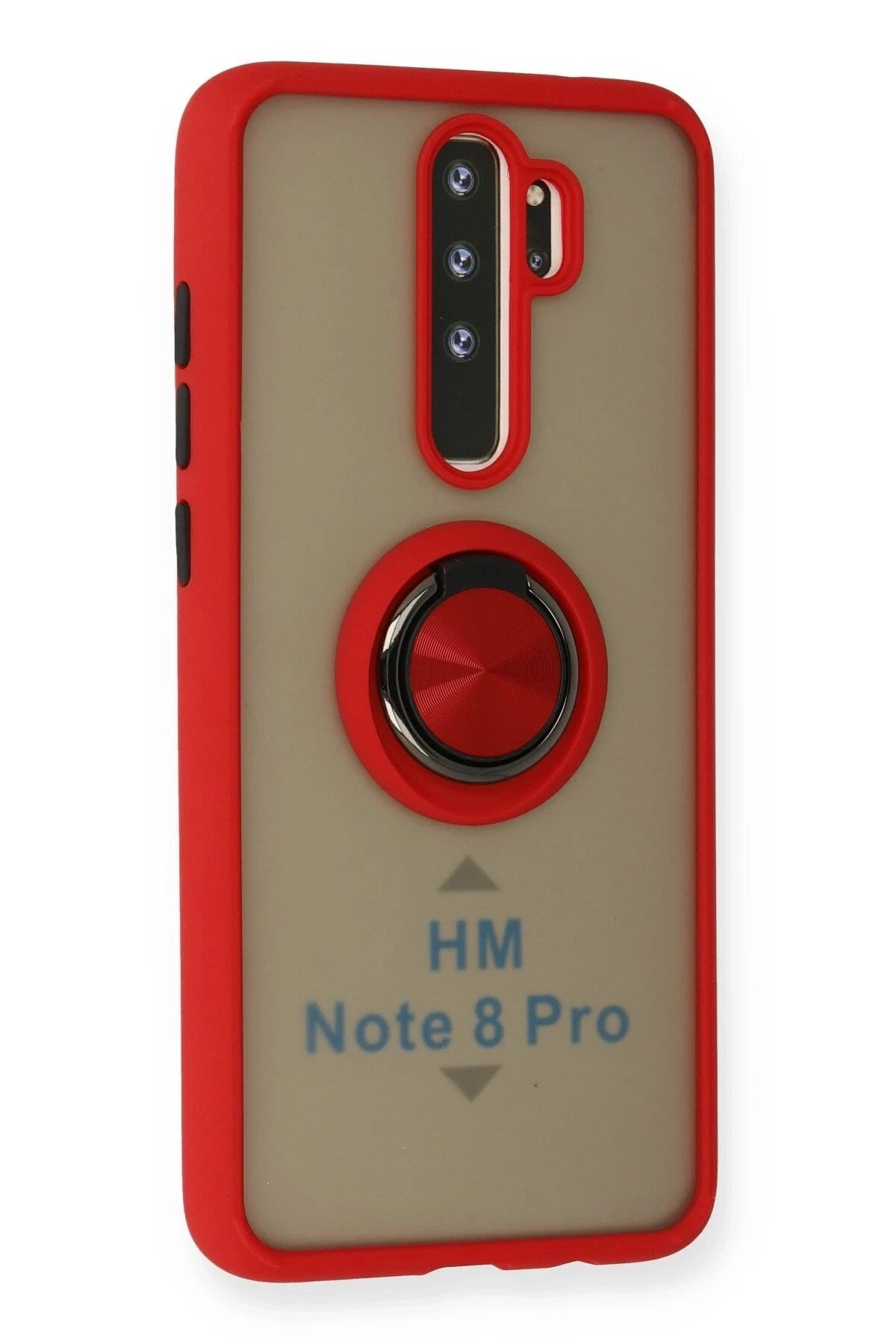 Mey İthalat® Redmi Note 8 Pro Kılıf Montreal Yüzüklü Silikon Kapak - Kırmızı